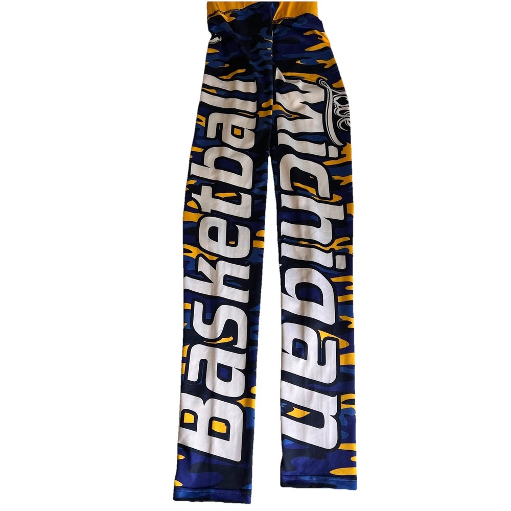 3/$25 SALE! Xlusion Michigan Basketball Leggings Women's Medium Blue Yellow Camo - Picture 6 of 8